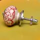 Red Poinsettia Flower Ceramic Knob