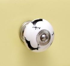 Black Running Rein Deer Pattern Ceramic Dresser Knob Online