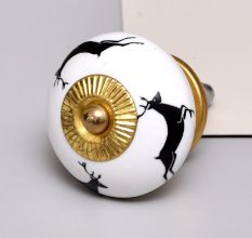 Black Running Rein Deer Pattern Ceramic Dresser Knob Online