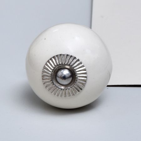 Cream Silver Fitting Ceramic Drawer Knob