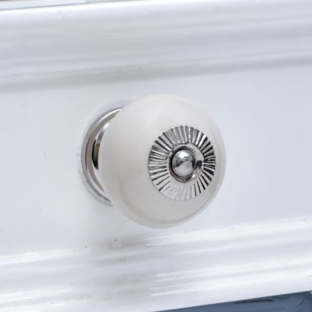 Cream Silver Fitting Ceramic Drawer Knob