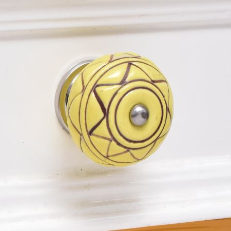 Brown Pattern Etched Ceramic Drawer Knob Online