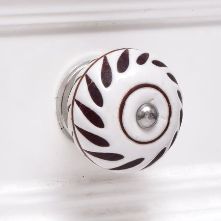 White Etched Ceramic Floral Cabinet Knobs Online