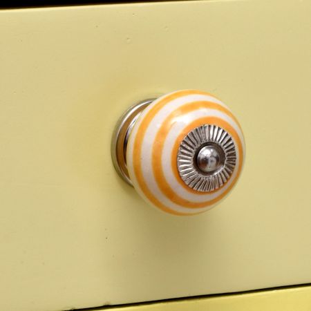 Mustard Striped Ceramic Cabinet Knob