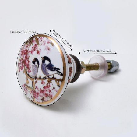 Birds Ceramic Door Cupboard Pull Knobs