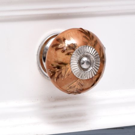 Brown Golden Leaf Ceramic Cabinet Knobs