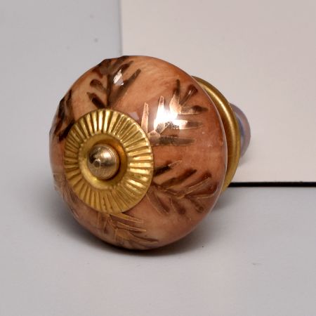 Brown Golden Leaf Ceramic Cabinet Knobs