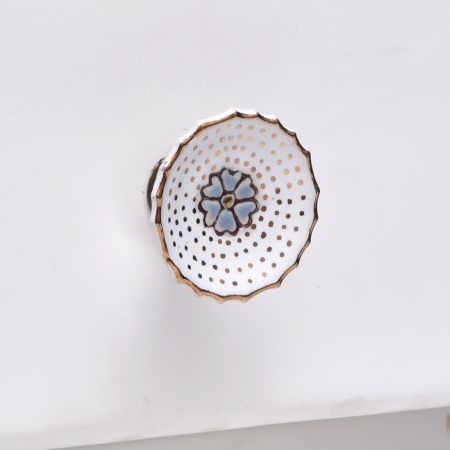 Ceramic Grey Flower Decorative Drawer Knob