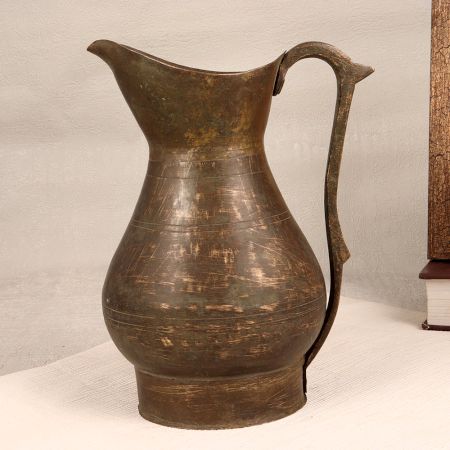 Handmade Himalayan Art Jug with Handle Made of Brass