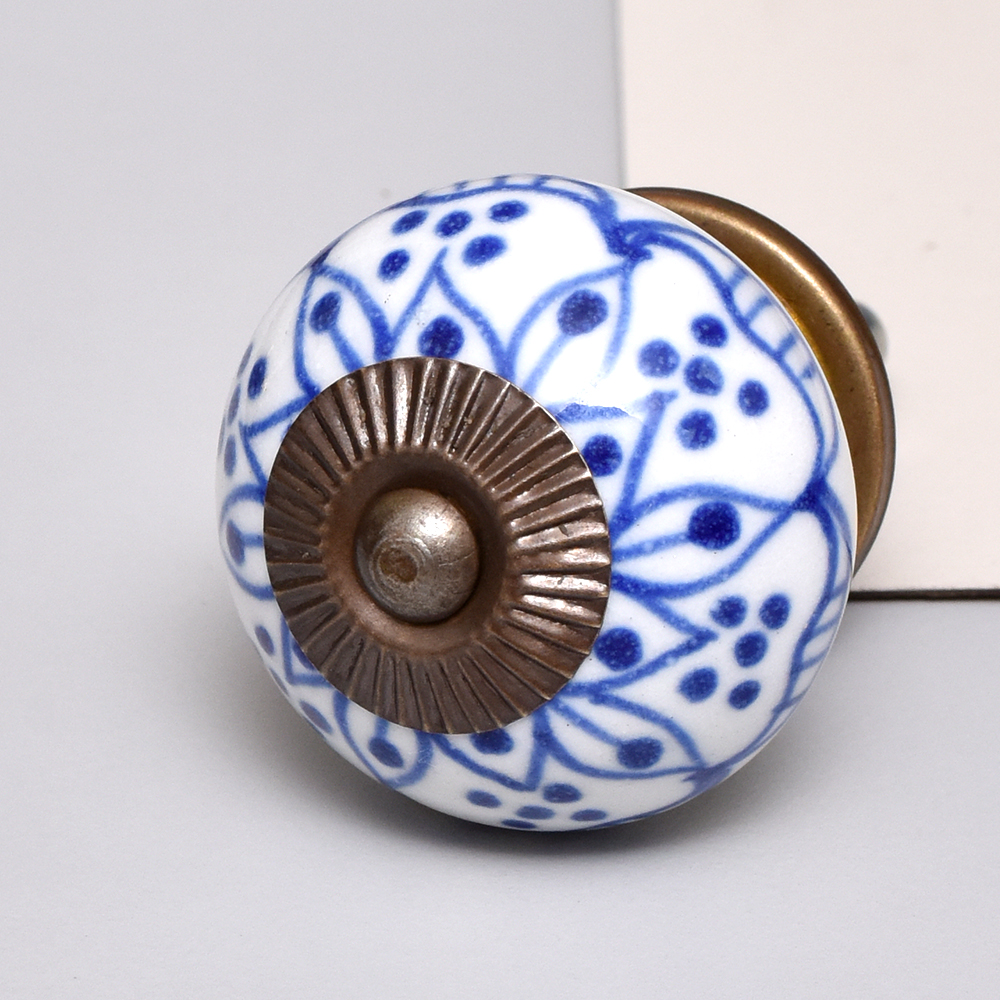 Blue Aster Flower Dresser Knob