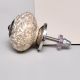 Cream Embossed Detailed Design Ceramic Cabinet Knob
