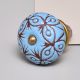 Turquoise Etched Ceramic Floral Dresser Knob Online