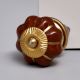Dark Brown With Gold Line Medium Ceramic Melon Knob