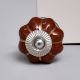 Dark Brown With Gold Line Medium Ceramic Melon Knob