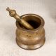 Vintage Brown Brass Mortar and Pestle Spice Grinder for Decor