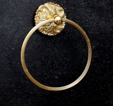 Handcrafted Brass Towel Hanger in Shiny Golden Finish