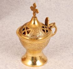 Handmade Golden Shiny Brass Incense Burner for Decor