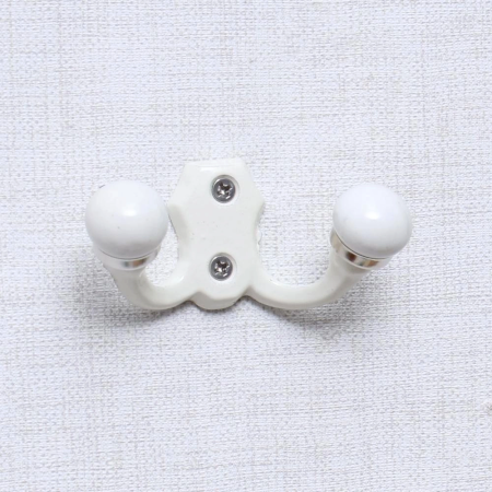 Cream Double Loop Ceramic Iron Hooks