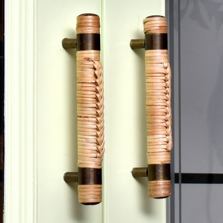 Natural Small Round Rattan Cabinet Handles