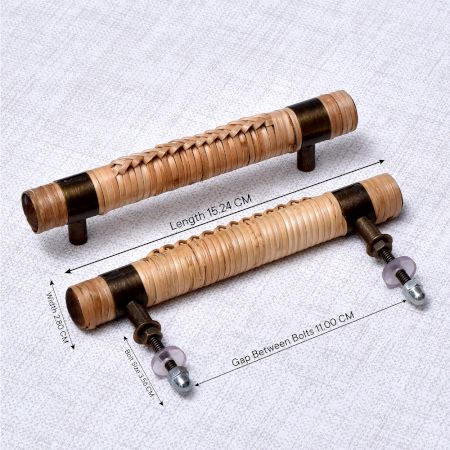 Natural Small Round Rattan Cabinet Handles