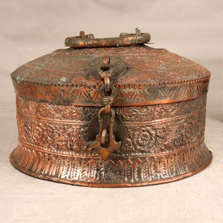 Handmade Round Jewelry Box Made of Premium Copper