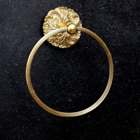 Handcrafted Brass Towel Hanger in Shiny Golden Finish