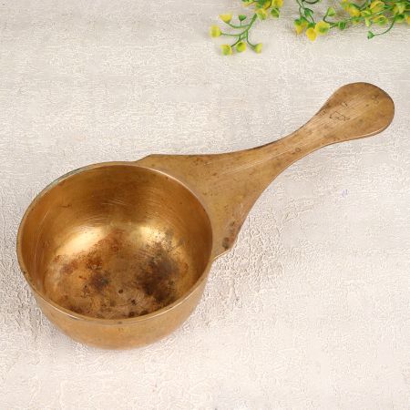 Brown Finish Premium Brass Holy Spoon for Hindu Rituals