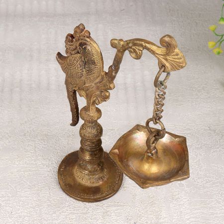 Handmade Premium Brass Peacock Oil Lamp for Decoration