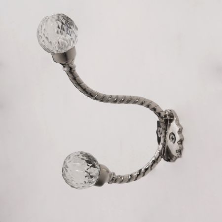 Round Clear Cut Glass Iron Heavy Duty Wall Hook