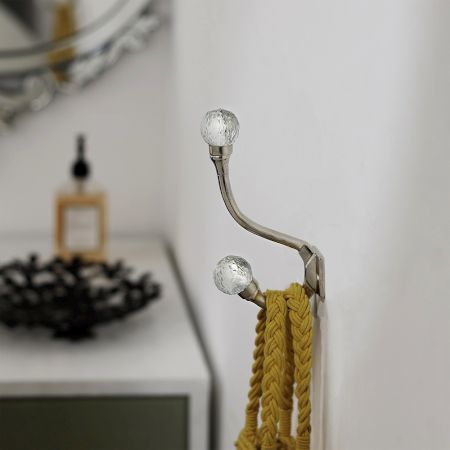 Clear Cut Round Glass Iron Heavy Duty Wall Hook