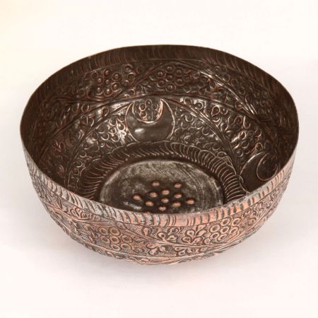 Beautiful Brown Finish Copper Bowl in Islamic Art for Decor
