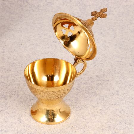 Handmade Golden Shiny Brass Incense Burner for Decor