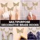 3 Pieces Brass Butterfly Vintage Wall Decor Hook For Hanging