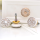 6 Pieces Golden Flower Flat Ceramic Drawer Knobs