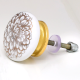6 Pieces Golden Flower Flat Ceramic Drawer Knobs