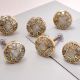 Gold Embroidered Metal Cabinet Knobs 6 Pieces