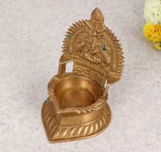 Beautiful Handmade Brass Gajalaxmi Oil Lamp for Prayer