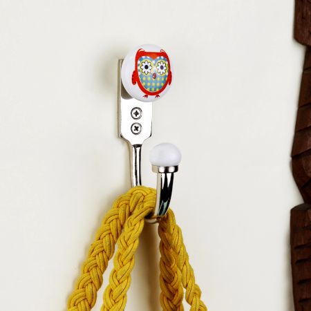 Orange Owl Ceramic Flat Hook