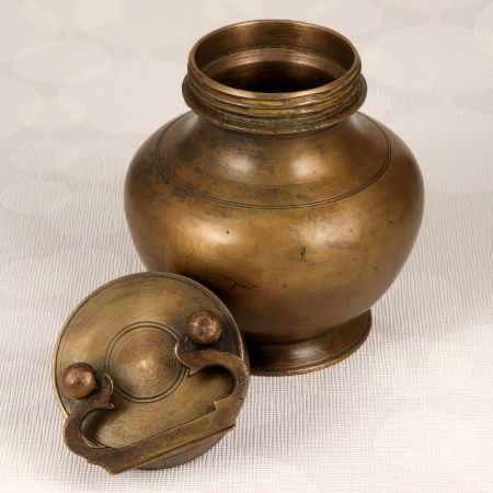 Elegant Brown Brass Holy Water Pot Gangajali for Decor