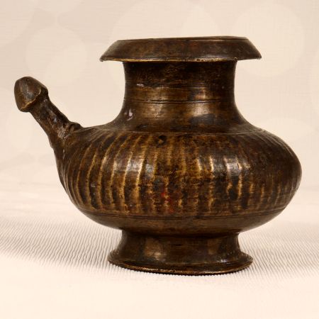 Vintage Dark Brown Water Pot with Spout Made of Brass