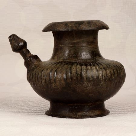 Dark Finish Vintage Brass Holy Water Pot with Spout