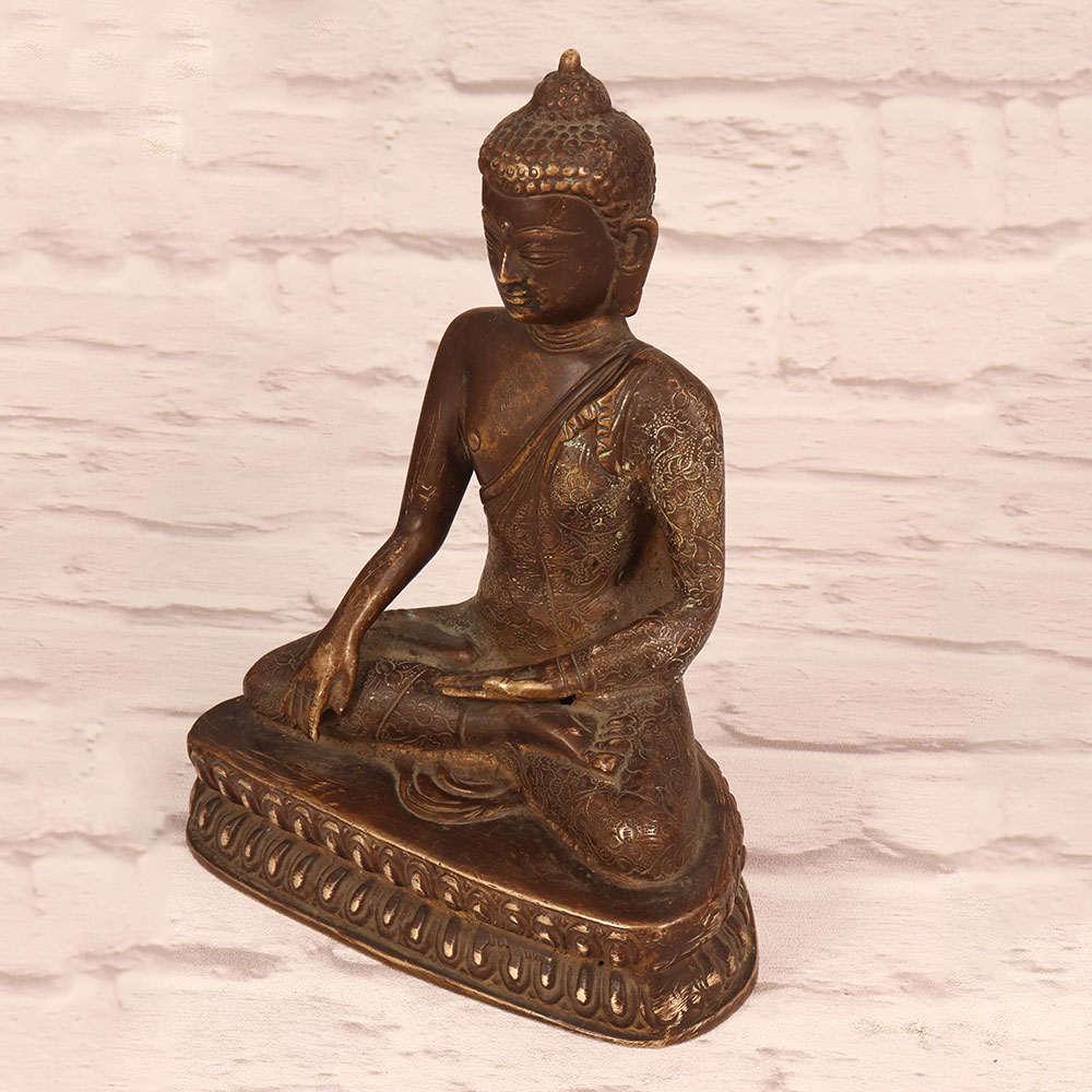 Handmade Vintage Brass Lord Buddha Statue for Decoration