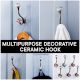 Decorative Ceramic Iron Heavy Duty Wall Hooks Pack of 6