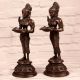 Dark Finish Brass Pair of Deep Lakshmi Statue for Decor