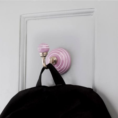 White And Lavender Striped Wall Hooks