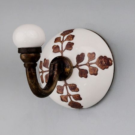 Brown Leaf Cut Etched Ceramic wall Hook