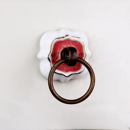 Pink Solid Gold Line Ceramic Dresser Knobs