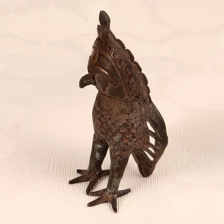 Vintage Tribal Art Brass Statue of Owl for Home Decor