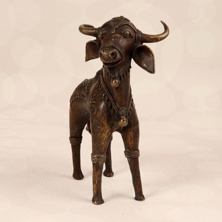 Handcrafted Vintage Tribal Nandi Statue Made of Finest Brass