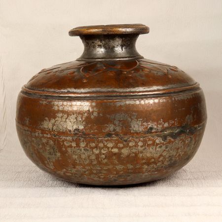 Vintage Islamic Copper Water Pot from Peshawar for Decoration